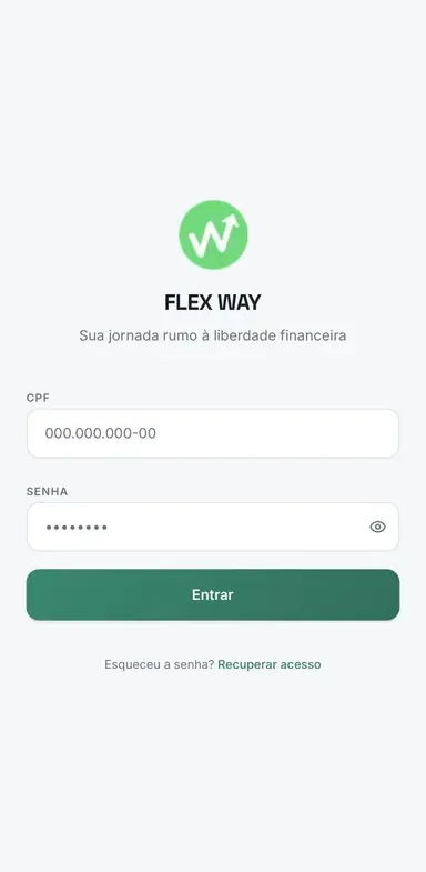 Tela Acesso do app FlexWay